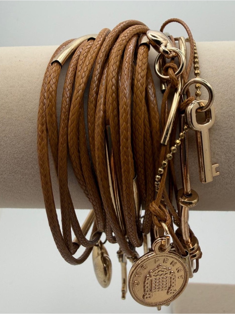 GUESS Brown and Gold Multi-Strand Wrap Bracelet